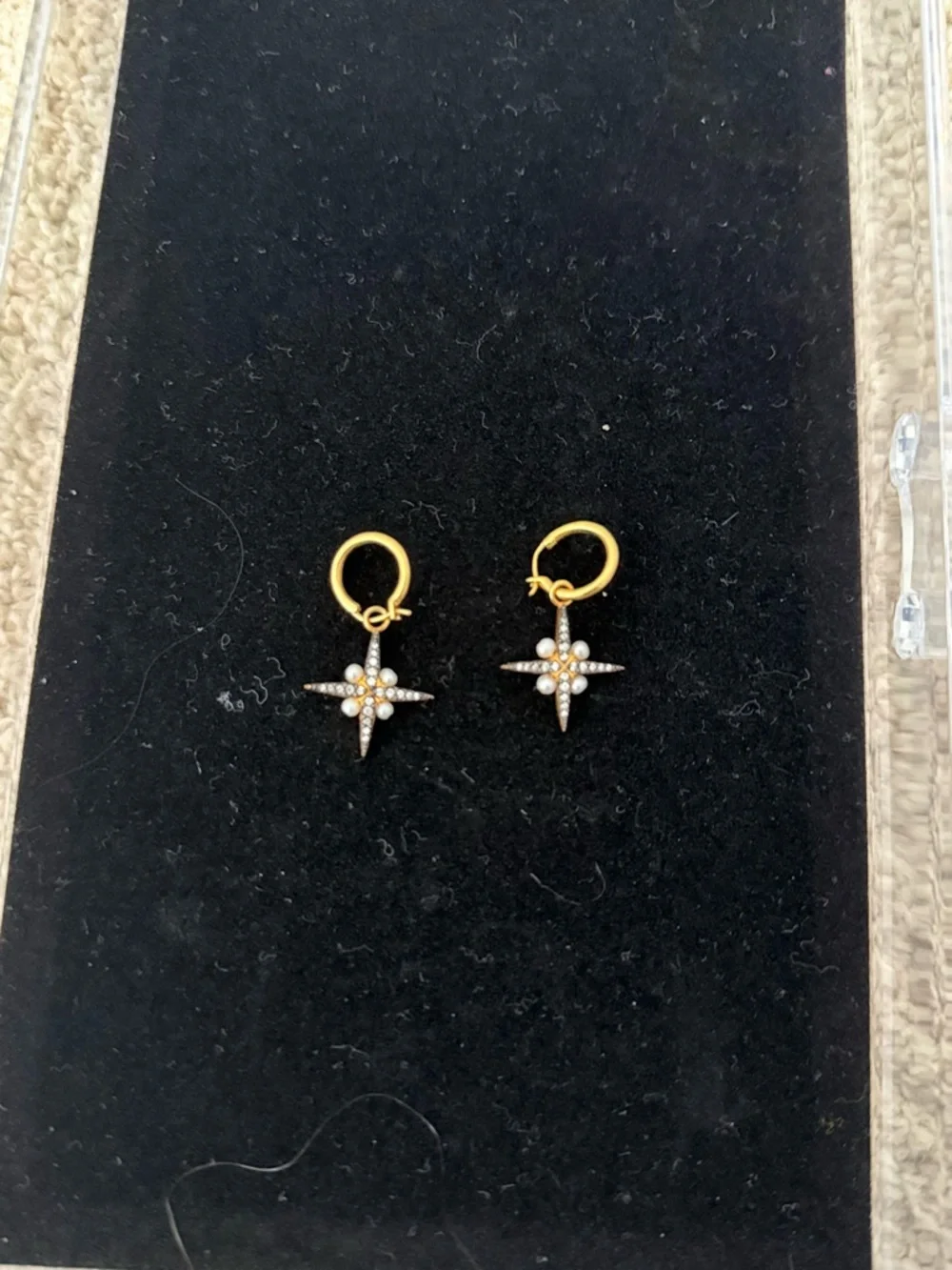 Genuine Missoma x Harris Reed 18K Gold Plated North Star Pearl Hoop Earrings - Picture 3 of 9
